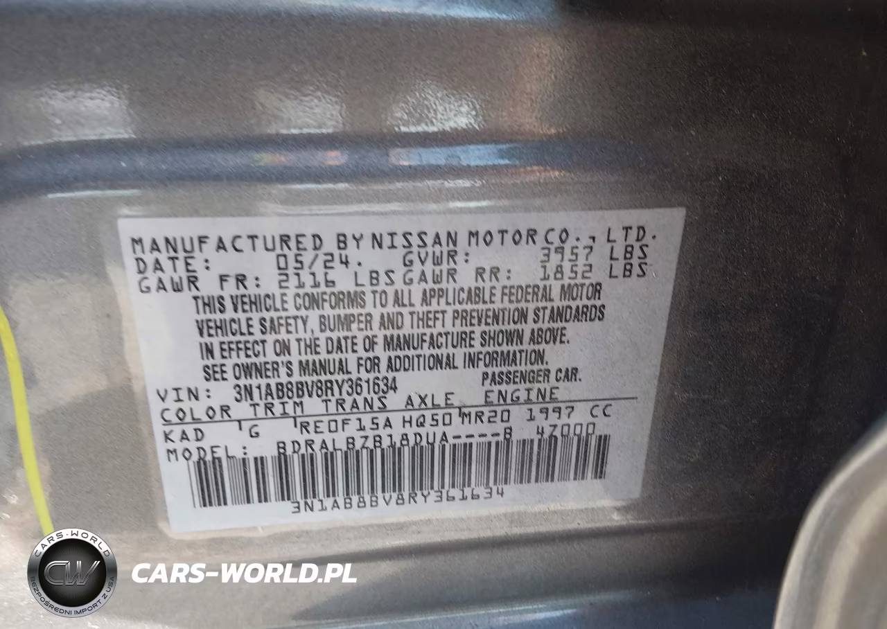 2024 Nissan Sentra S Xtronic Cvt VIN:3N1AB8BV8RY361634 - 9