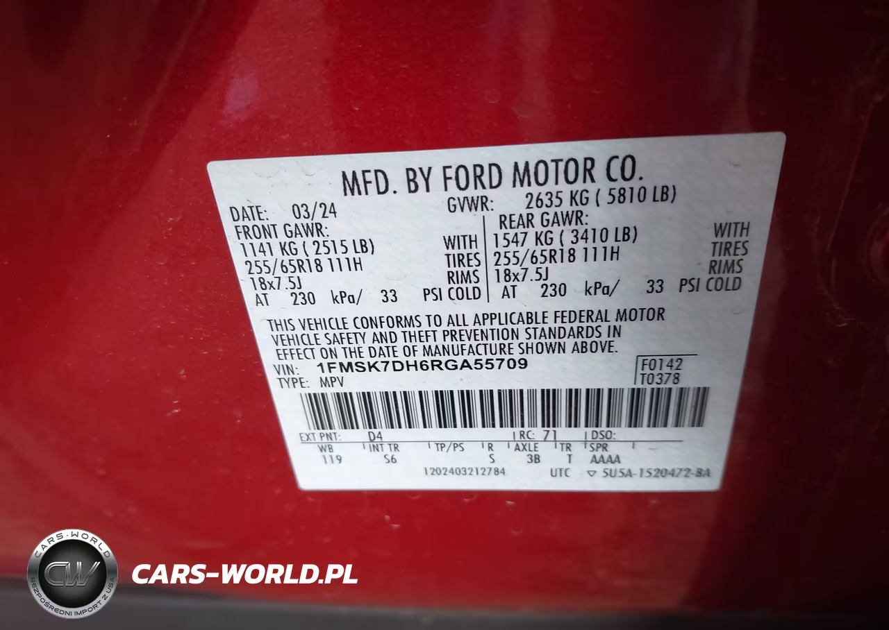 2024 Ford Explorer Xlt VIN:1FMSK7DH6RGA55709 - 9