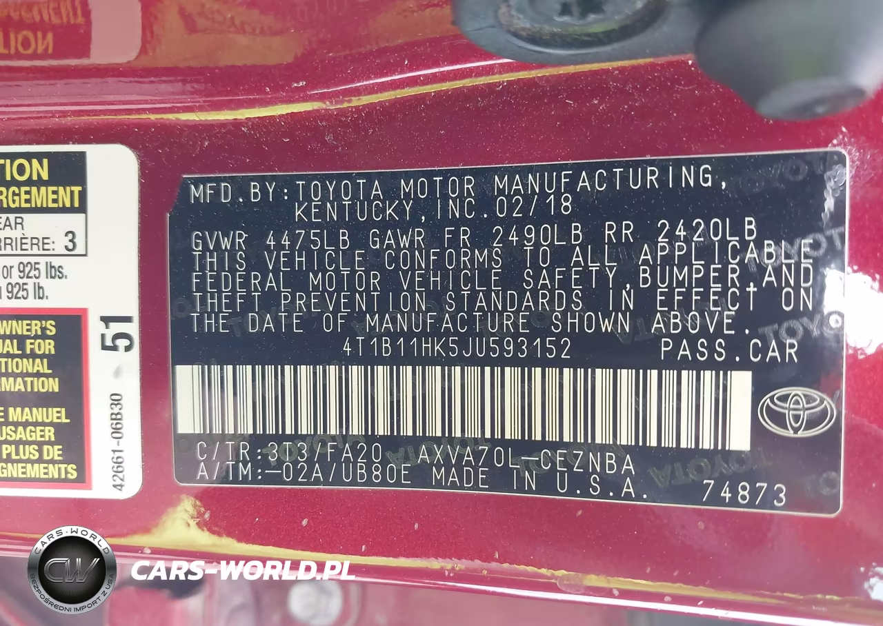 2018 Toyota Camry Le VIN:4T1B11HK5JU593152 - 9
