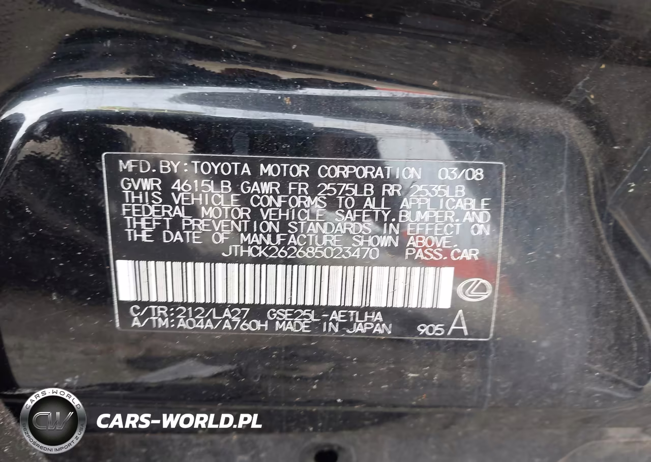 2008 Lexus Is 250 VIN:JTHCK262685023470 - 9