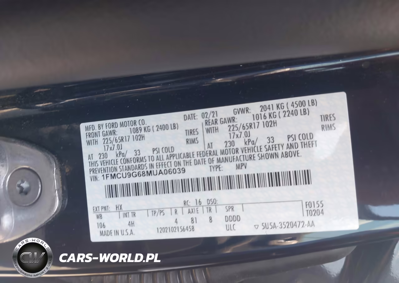 2021 Ford Escape Se VIN:1FMCU9G68MUA06039 - 9