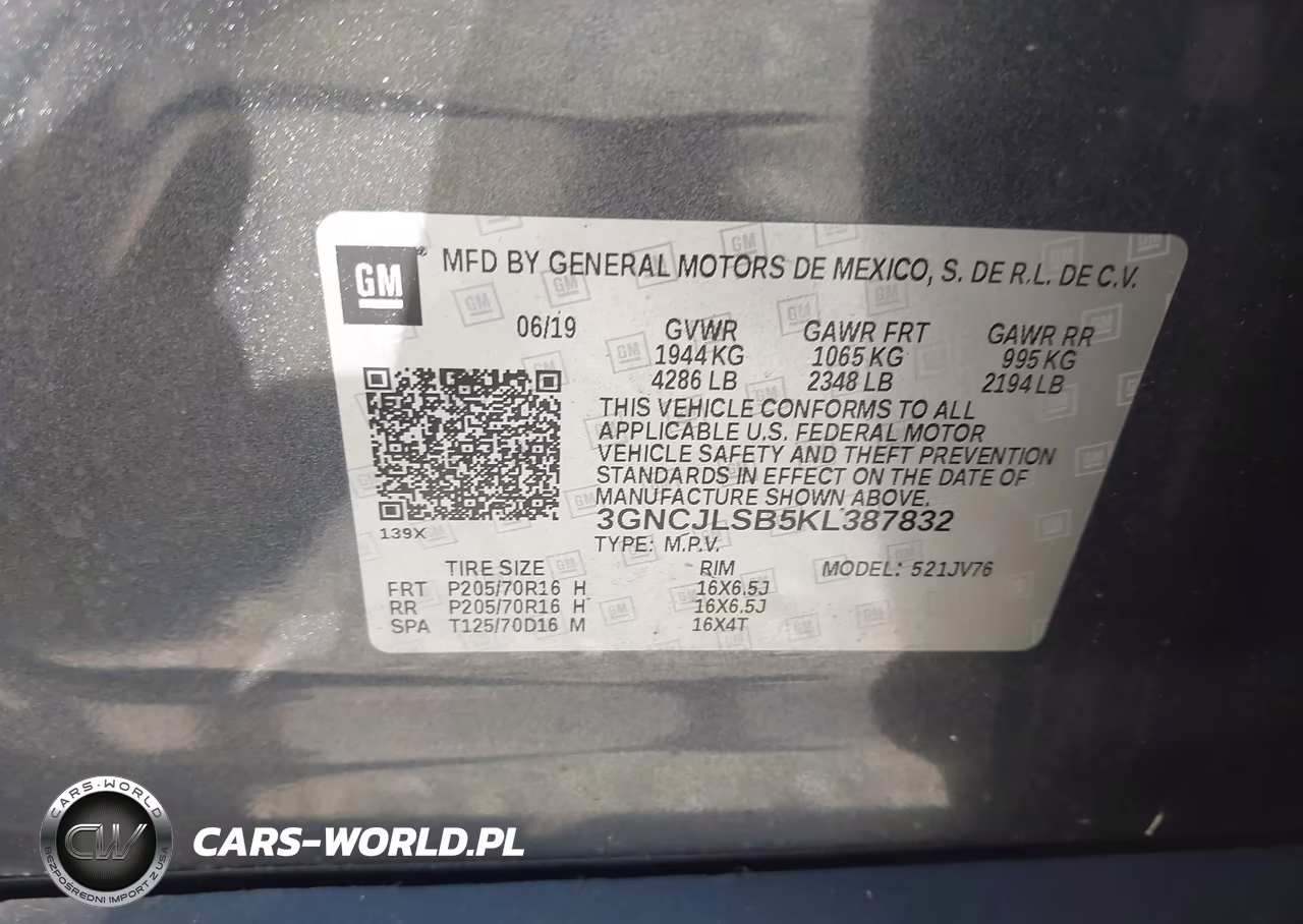 2019 Chevrolet Trax Lt VIN:3GNCJLSB5KL387832 - 9