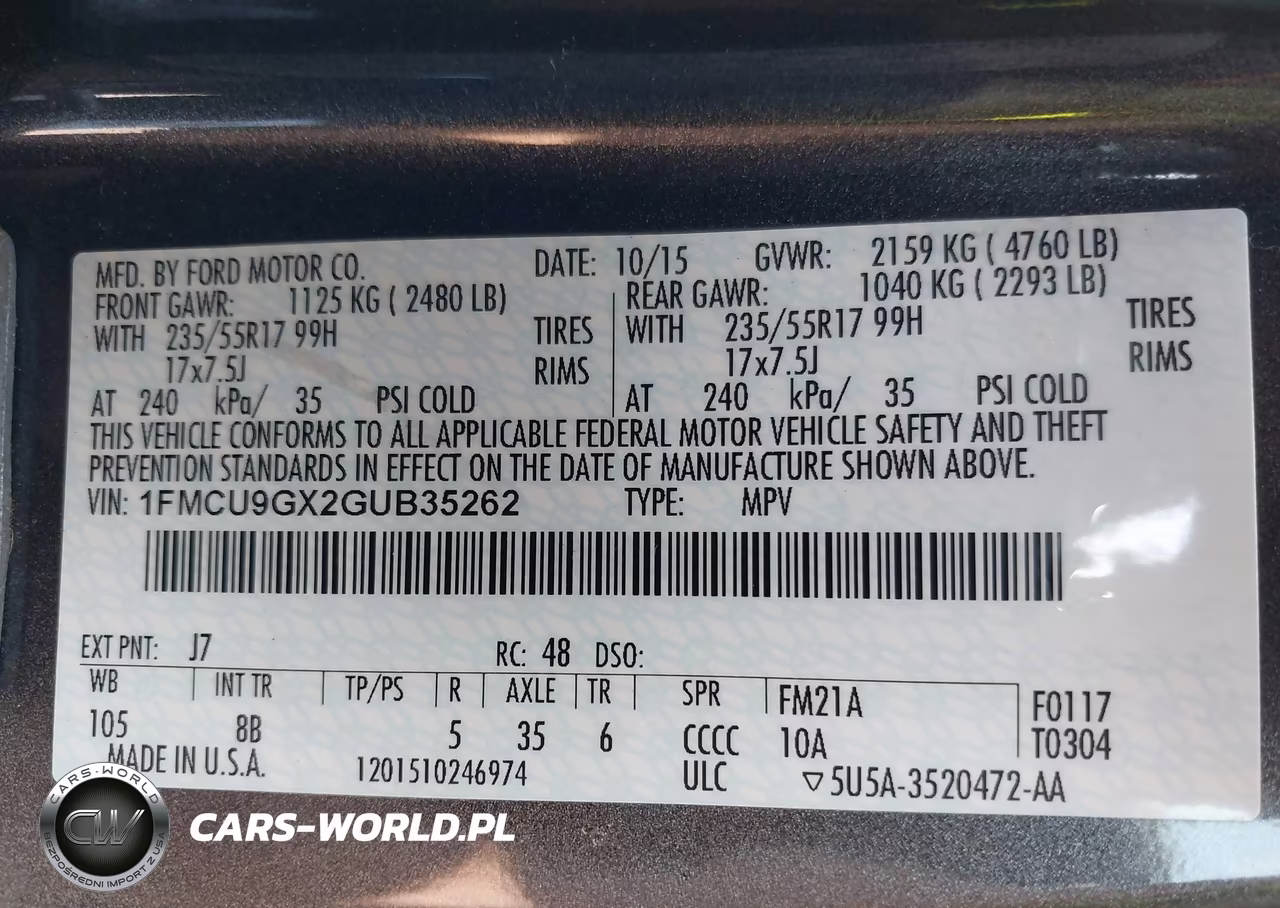2016 Ford Escape Se VIN:1FMCU9GX2GUB35262 - 9