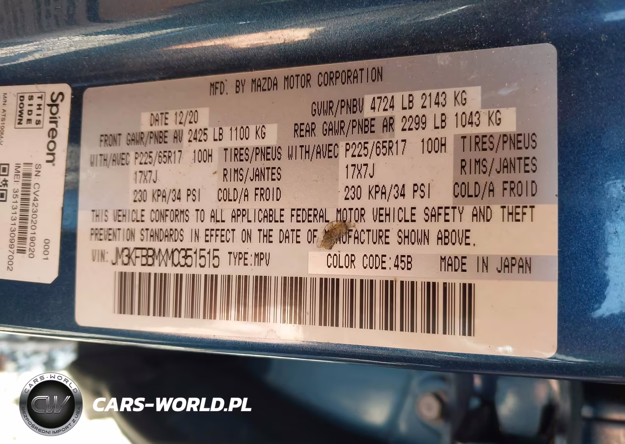 2021 Mazda Cx-5 Sport VIN:JM3KFBBMXM0351515 - 9