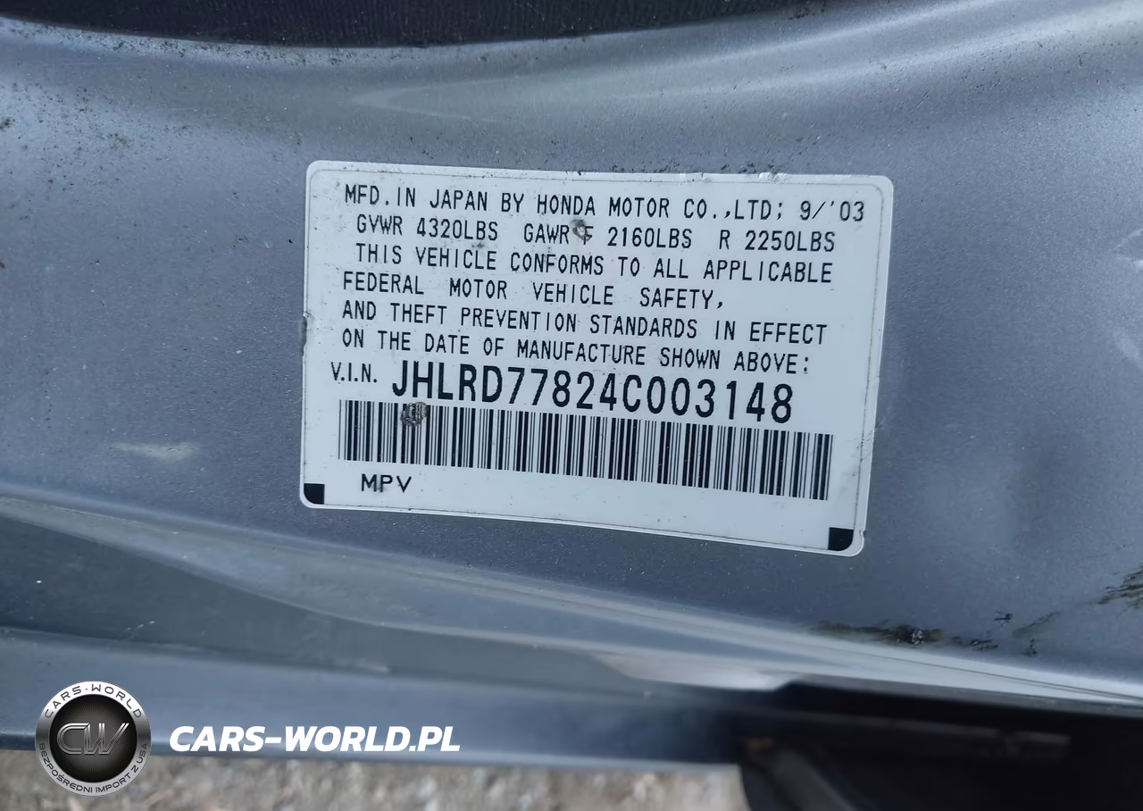 2004 Honda Cr-V Ex VIN:JHLRD77824C003148 - 9