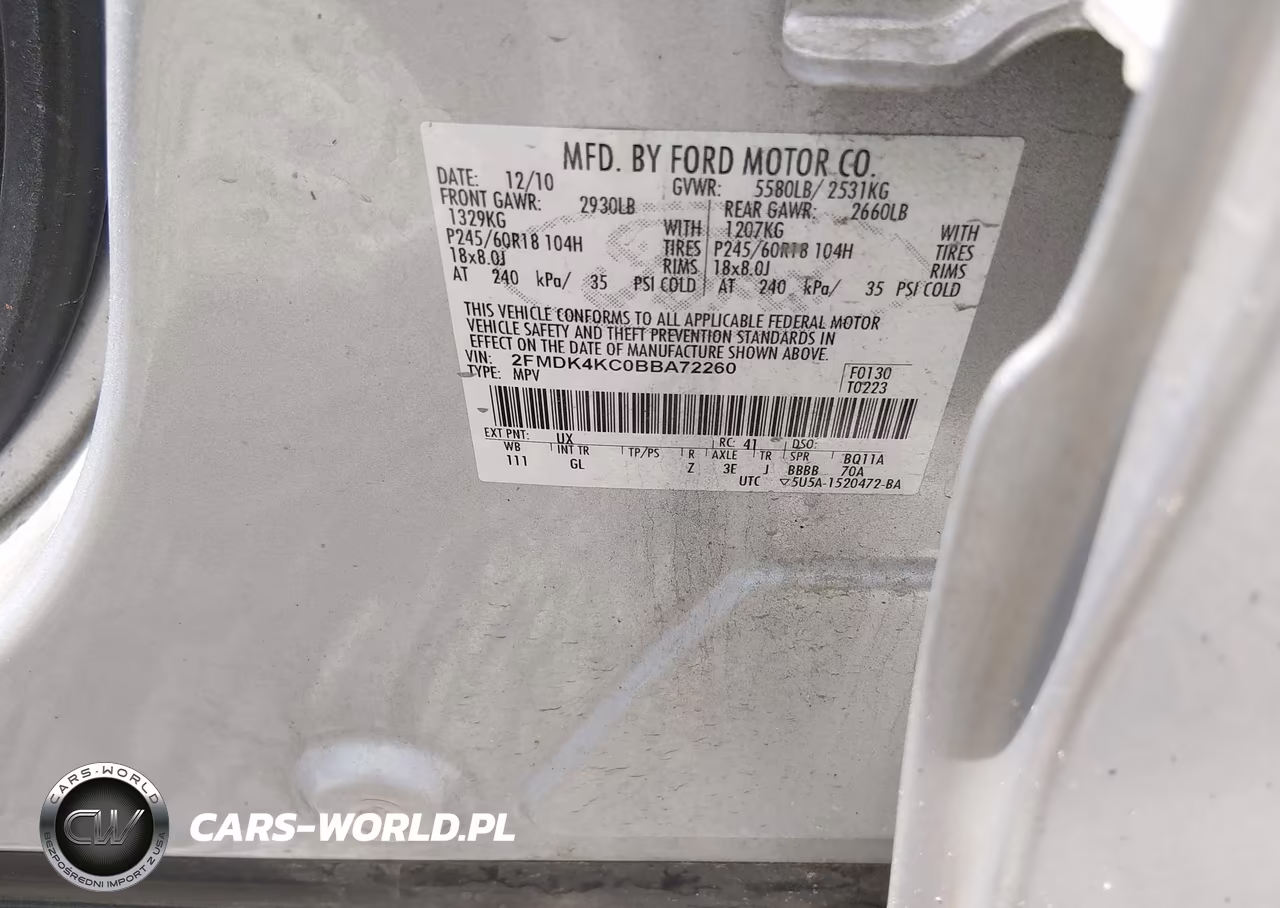2011 Ford Edge Limited VIN:2FMDK4KC0BBA72260 - 9