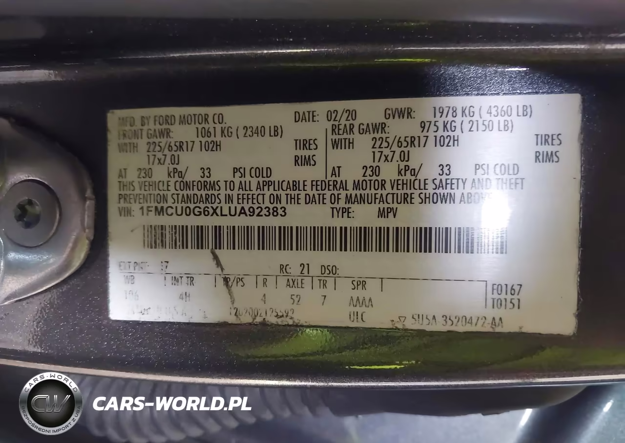 2020 Ford Escape Se VIN:1FMCU0G6XLUA92383 - 9