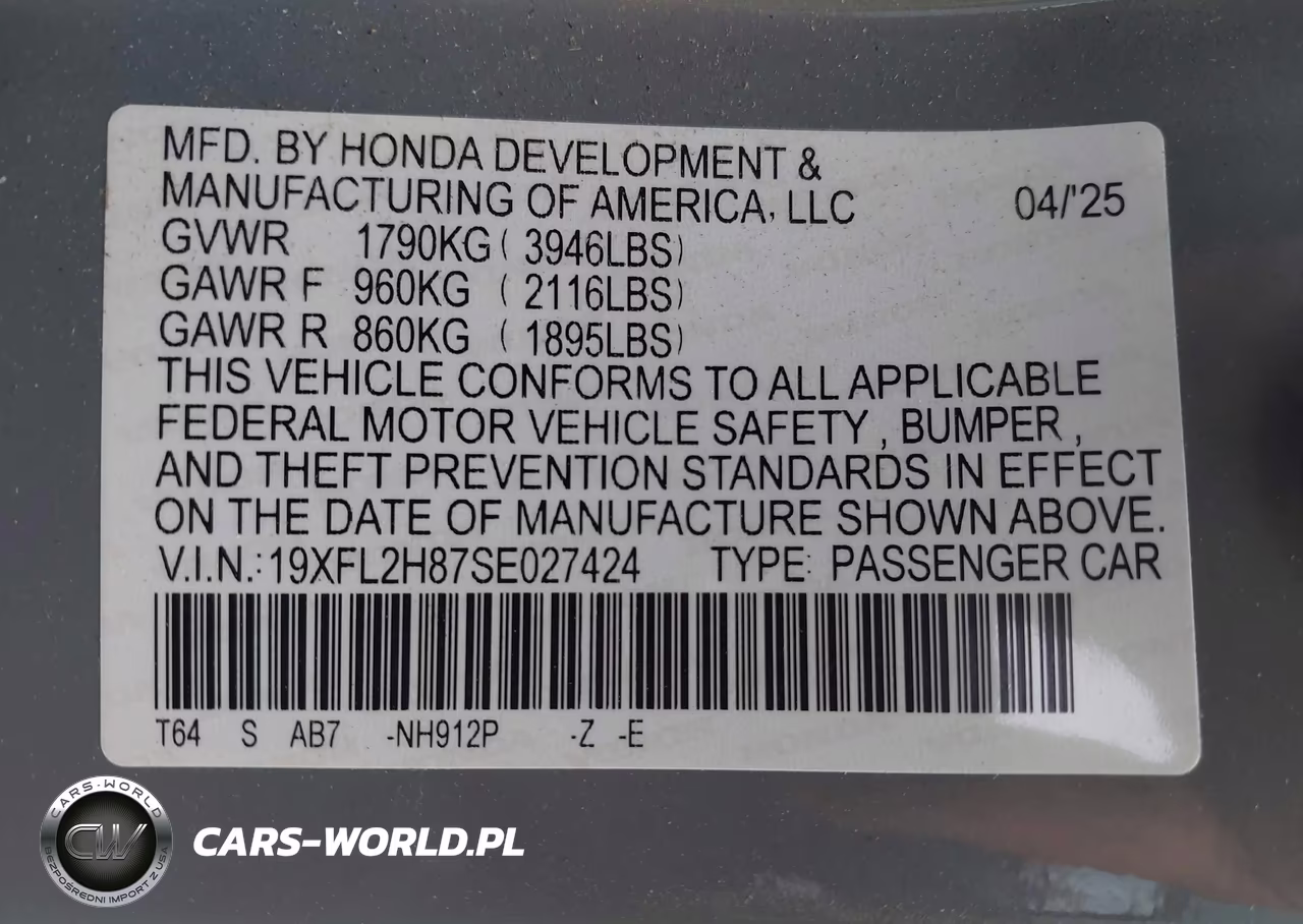 2025 Honda Civic Sedan Sport VIN:19XFL2H87SE027424 - 9