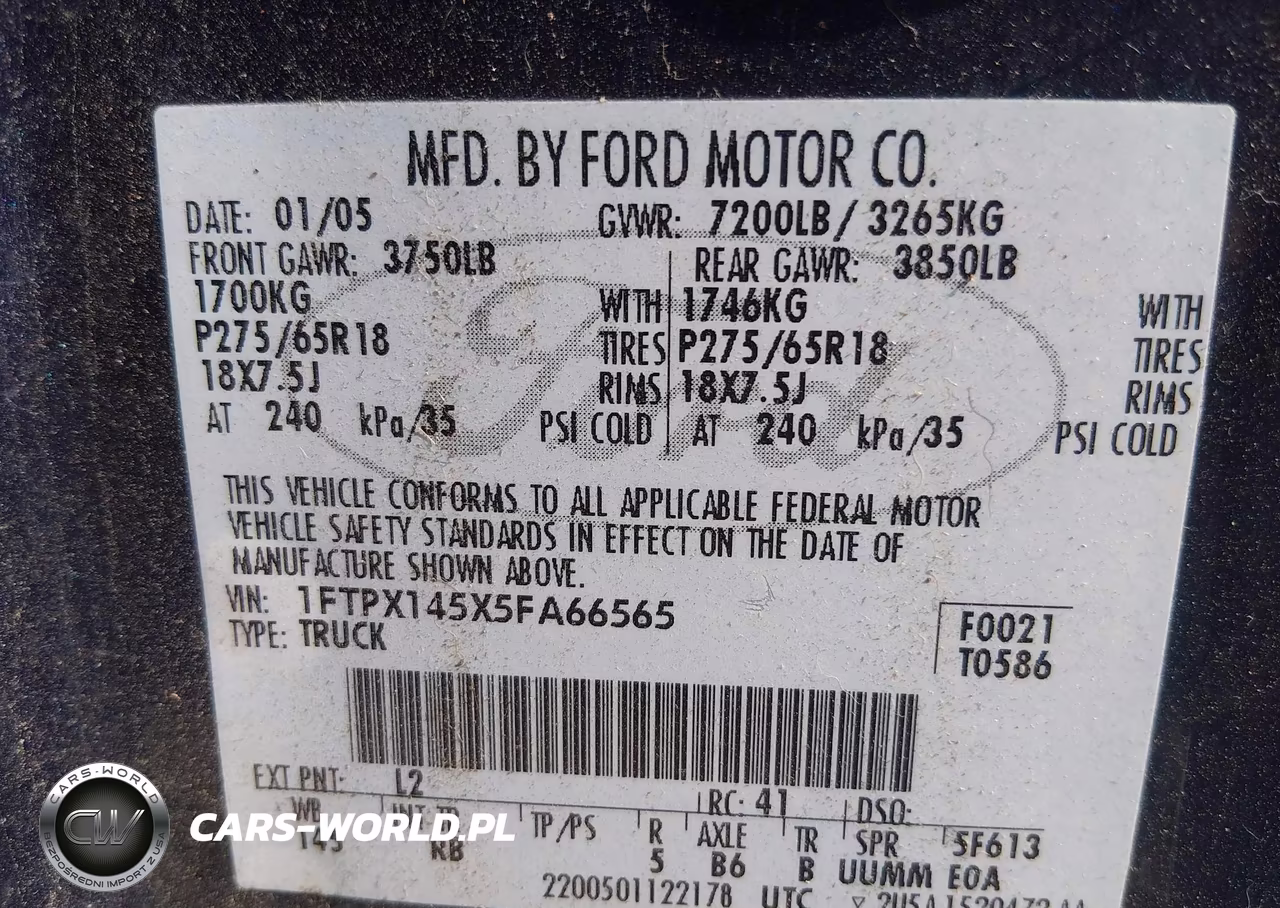 2005 Ford F-150 Fx4-Lariat-Xl-Xlt VIN:1FTPX145X5FA66565 - 9