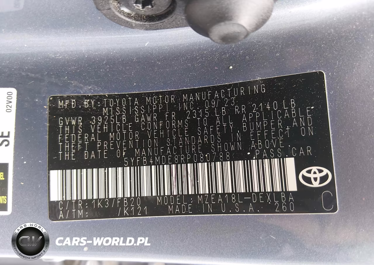 2024 Toyota Corolla Le VIN:5YFB4MDE8RP080788 - 9