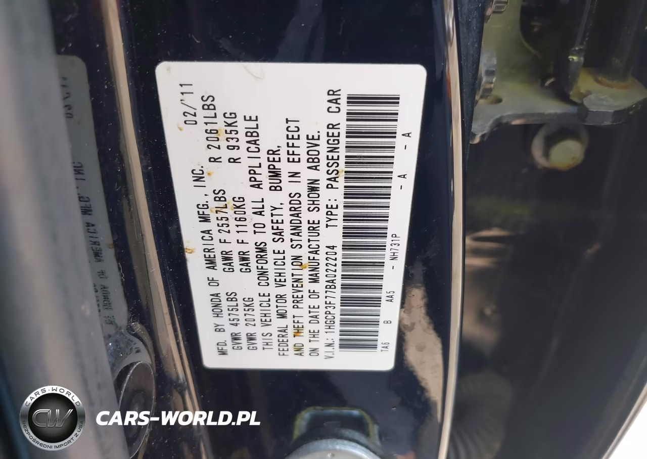 2011 Honda Accord 3.5 Ex VIN:1HGCP3F77BA022204 - 9
