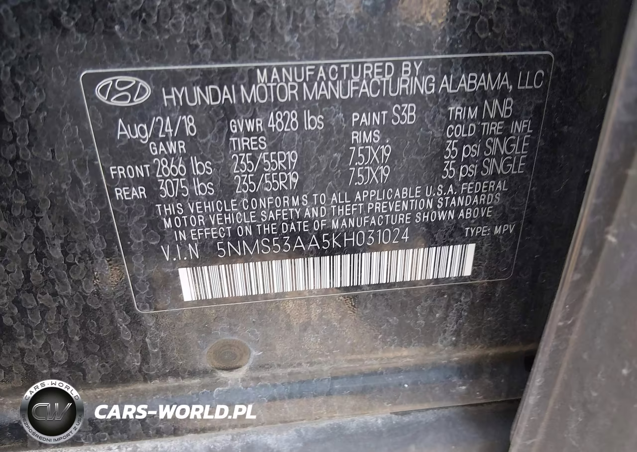 2019 Hyundai Santa Fe Ultimate 2.0T VIN:5NMS53AA5KH031024 - 9