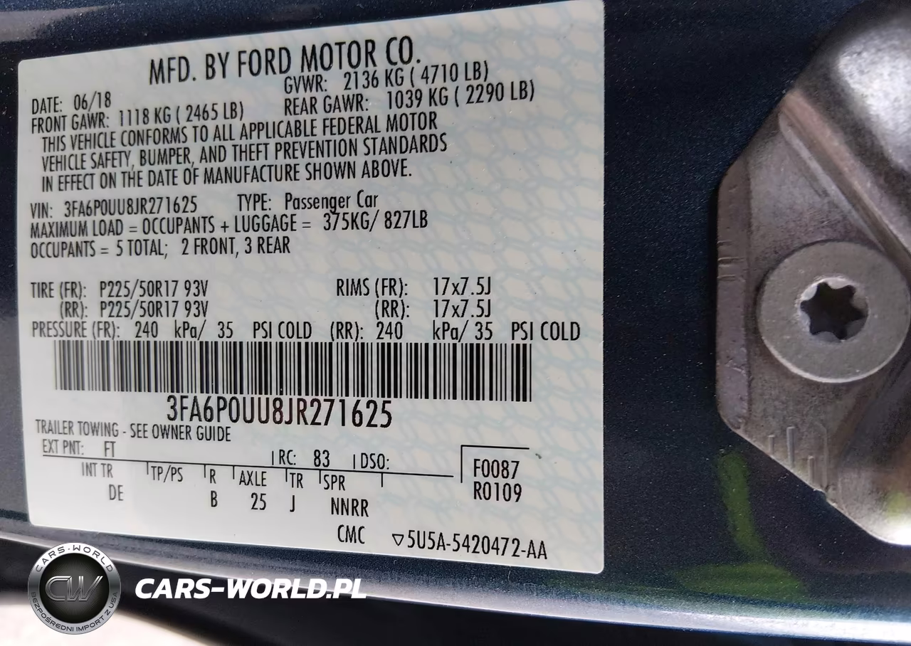 2018 Ford Fusion Hybrid S VIN:3FA6P0UU8JR271625 - 9