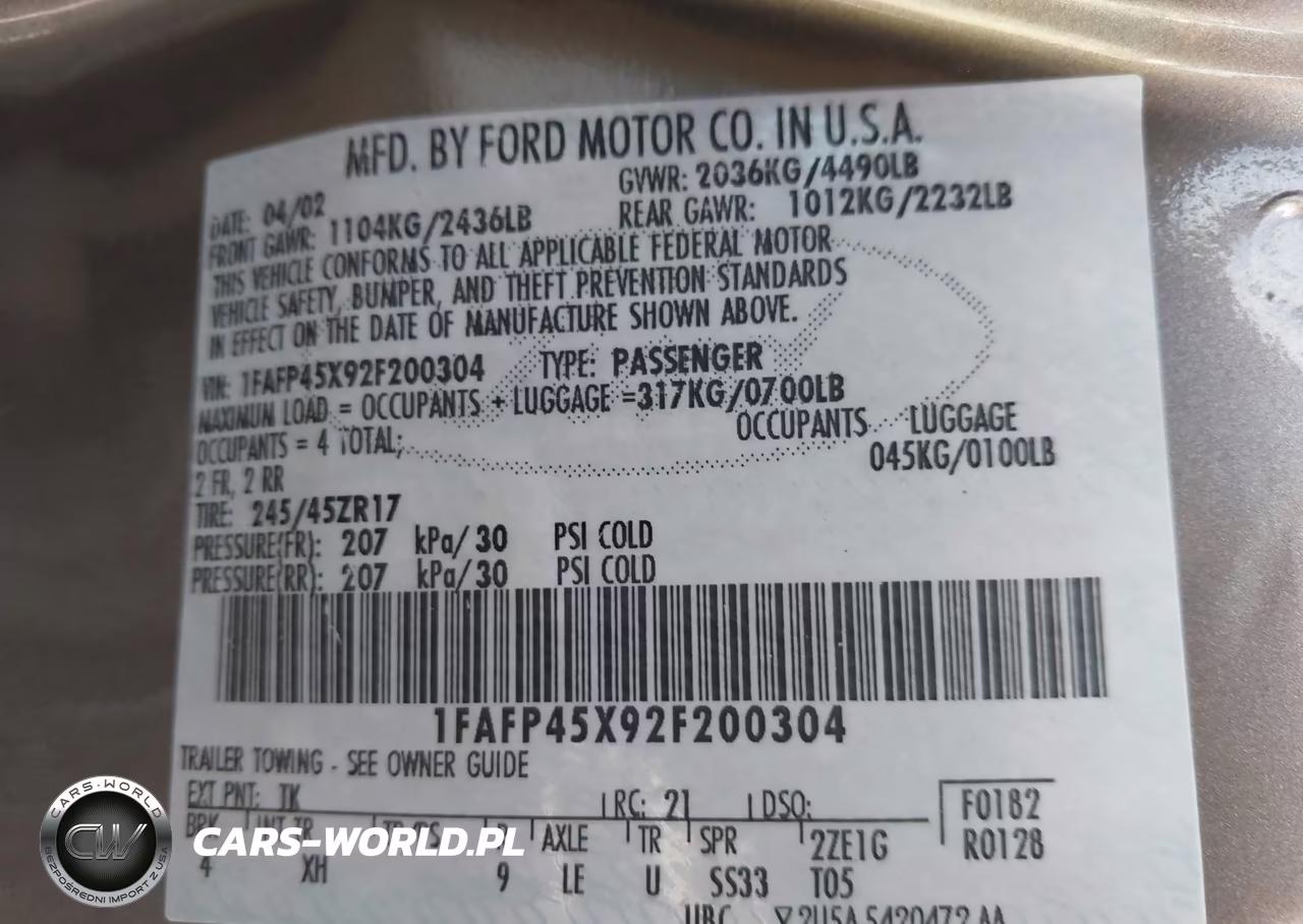 2002 Ford Mustang Gt VIN:1FAFP45X92F200304 - 9