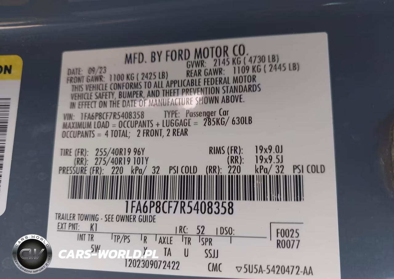 2024 Ford Mustang Gt Premium Fastback VIN:1FA6P8CF7R5408358 - 9