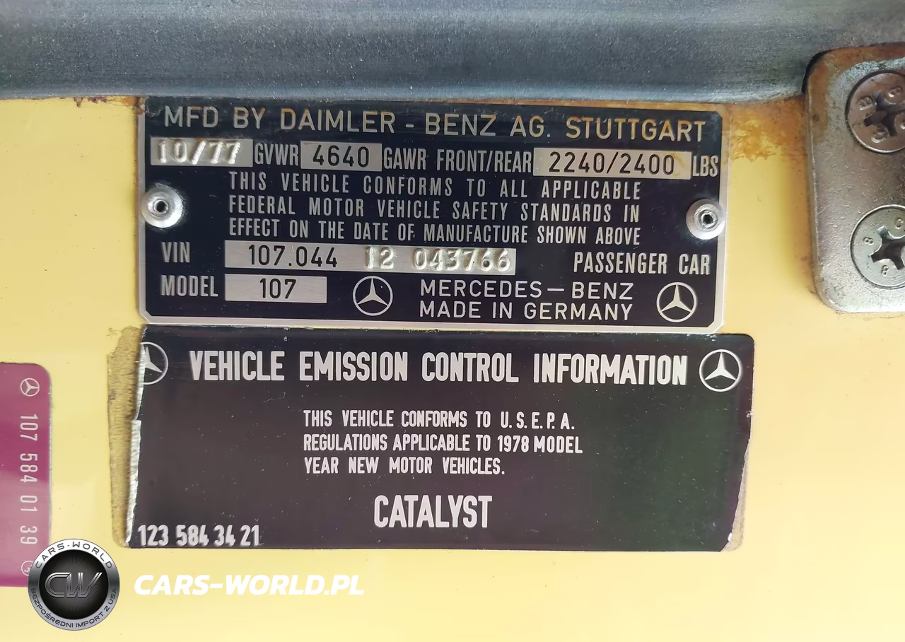 1978 Benz 450Sl VIN:10704412043766 - 9