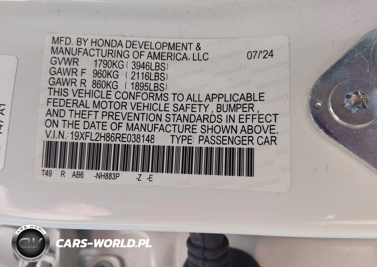 2024 Honda Civic Sport VIN:19XFL2H86RE038148 - 9