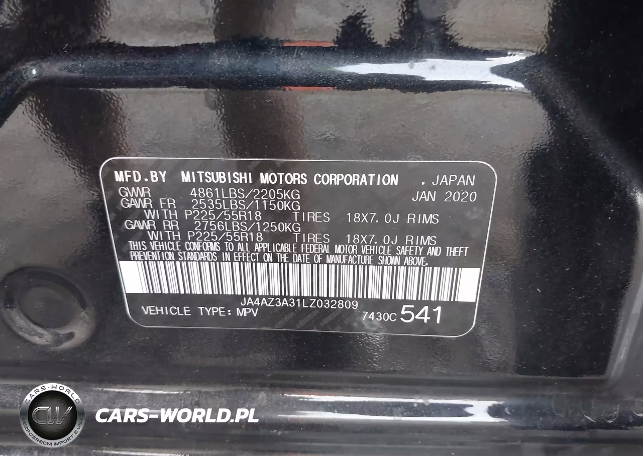2020 Mitsubishi Outlander Es 2.4 S-Awc-Le 2.4 S-Awc-Se 2.4 S-Awc-Sel 2.4 S-Awc-Sp 2.4 S-Awc VIN:JA4AZ3A31LZ032809 - 9