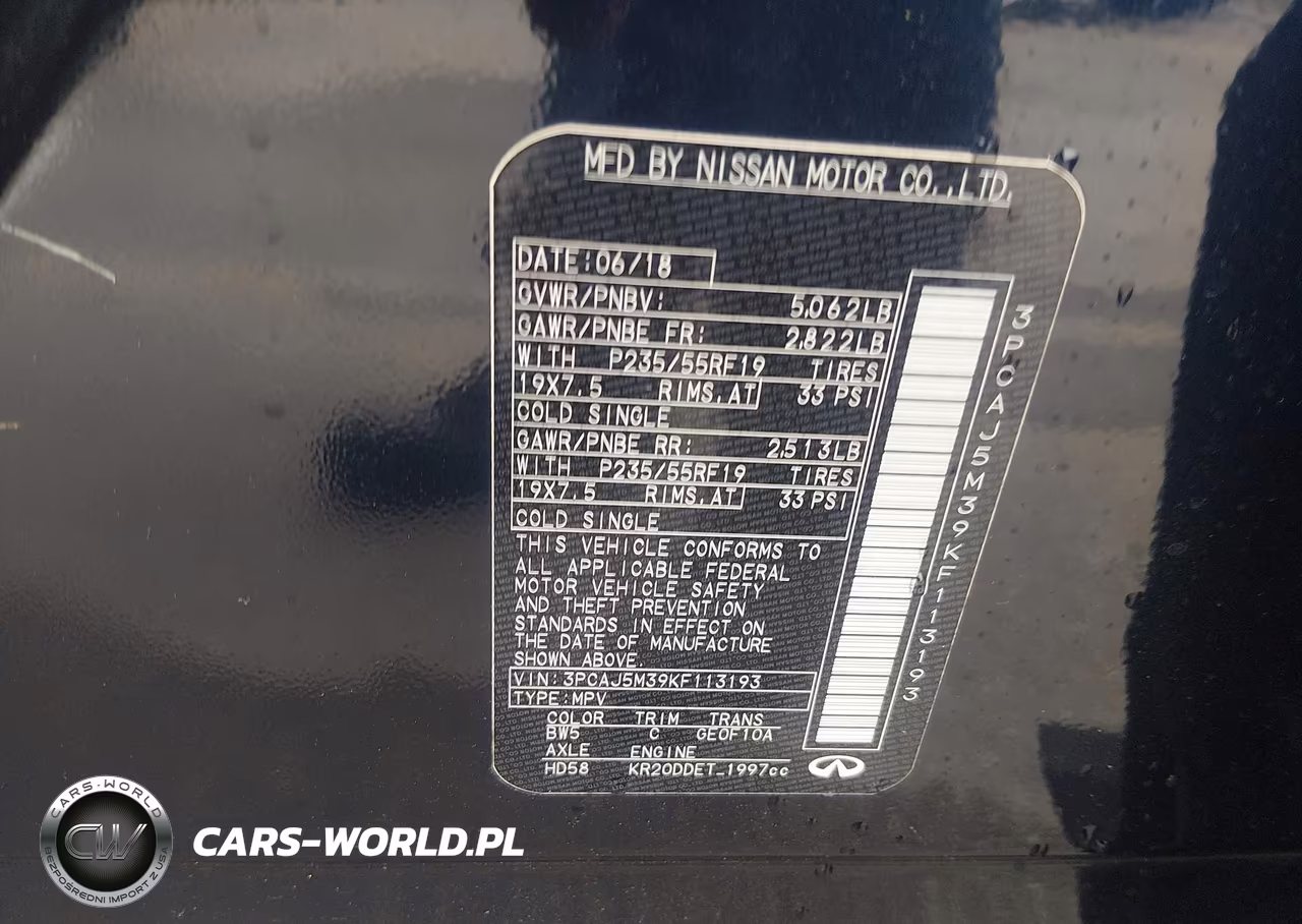 2019 Infiniti Qx50 Essential VIN:3PCAJ5M39KF113193 - 9