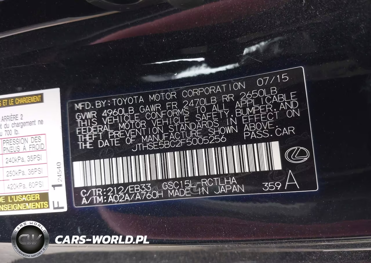 2015 Lexus Rc 350 VIN:JTHSE5BC2F5005256 - 9