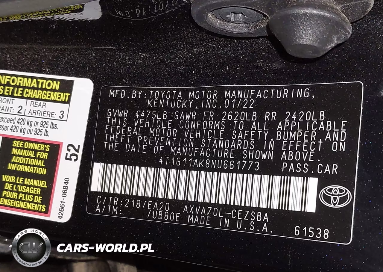 2022 Toyota Camry Se VIN:4T1G11AK8NU661773 - 9
