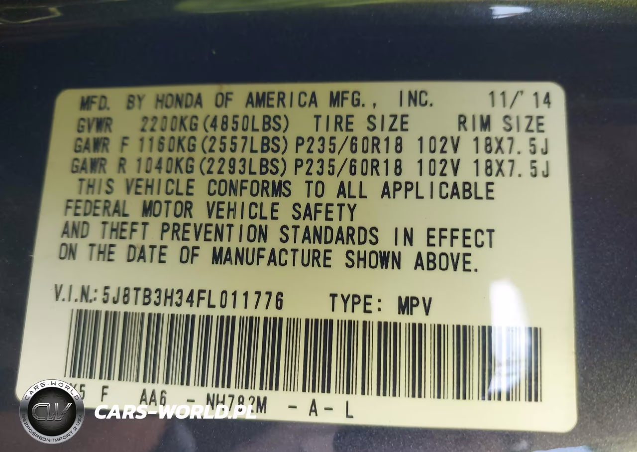 2015 Acura Rdx VIN:5J8TB3H34FL011776 - 9
