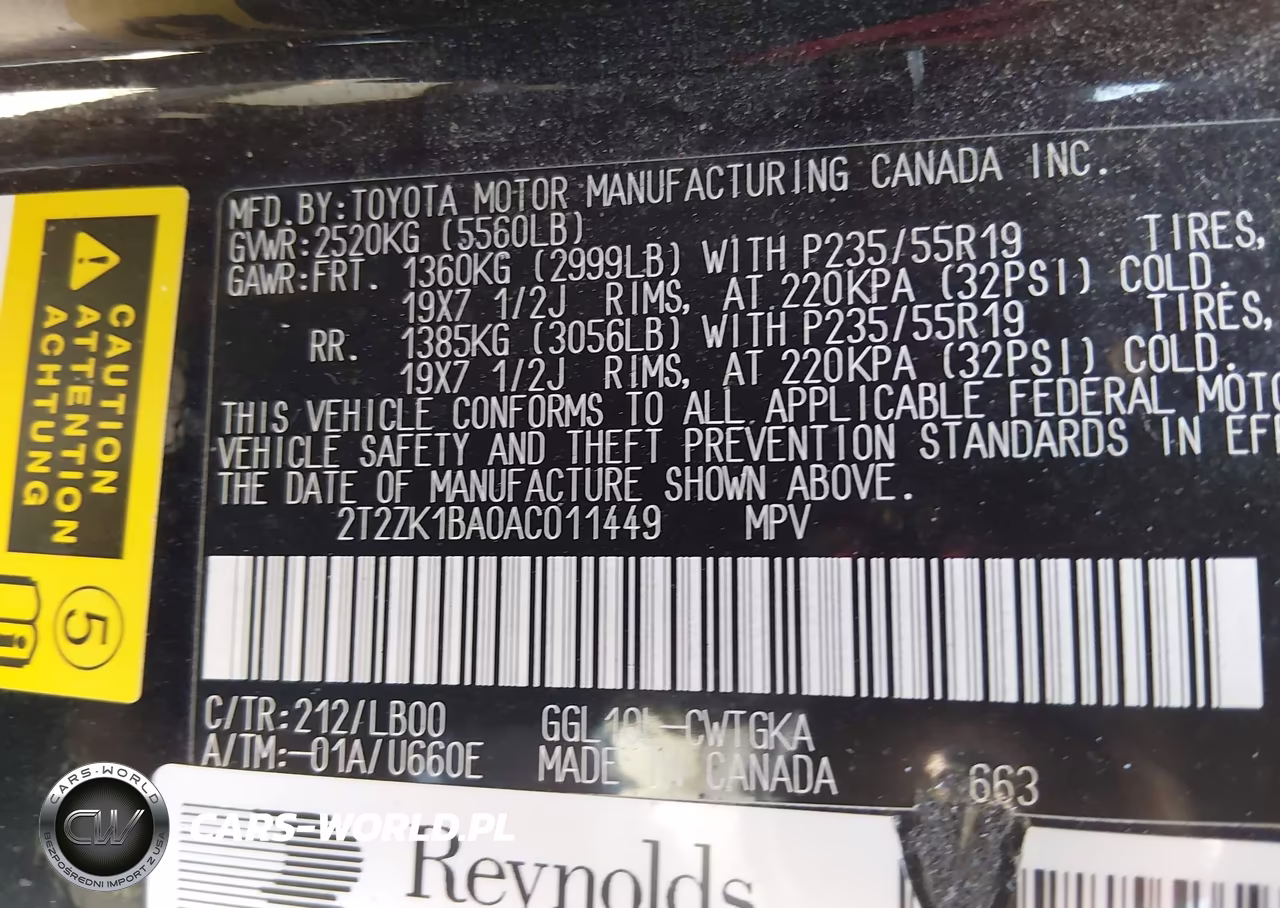 2010 Lexus Rx 350 VIN:2T2ZK1BA0AC011449 - 9