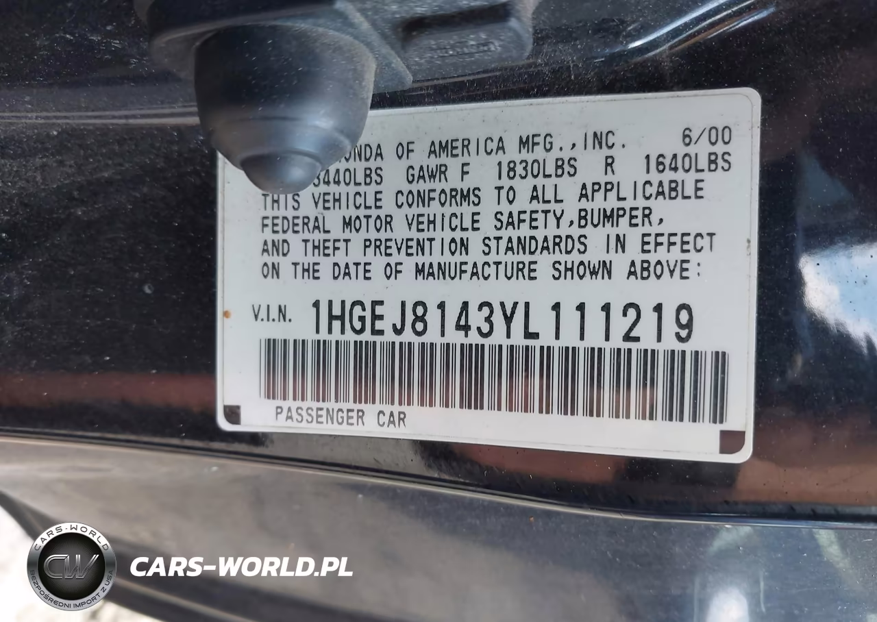 2000 Honda Civic Ex VIN:1HGEJ8143YL111219 - 9