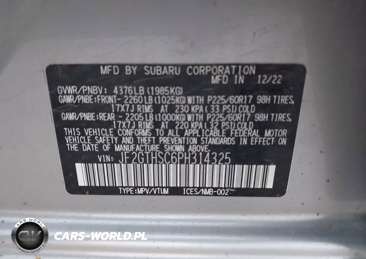 2023 Subaru Crosstrek Sport VIN:JF2GTHSC6PH314325 - 9