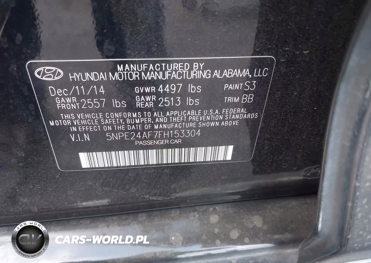 2015 Hyundai Sonata Se VIN:5NPE24AF7FH153304 - 9