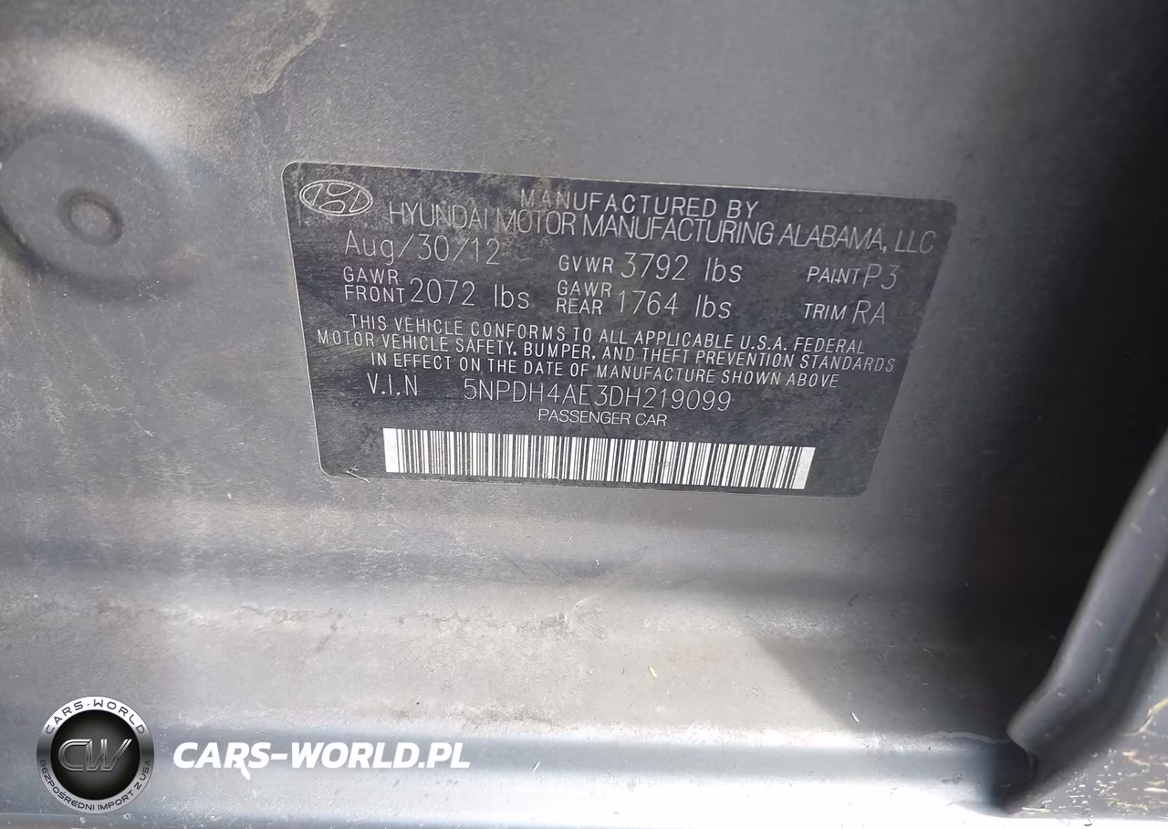 2013 Hyundai Elantra Gls VIN:5NPDH4AE3DH219099 - 9