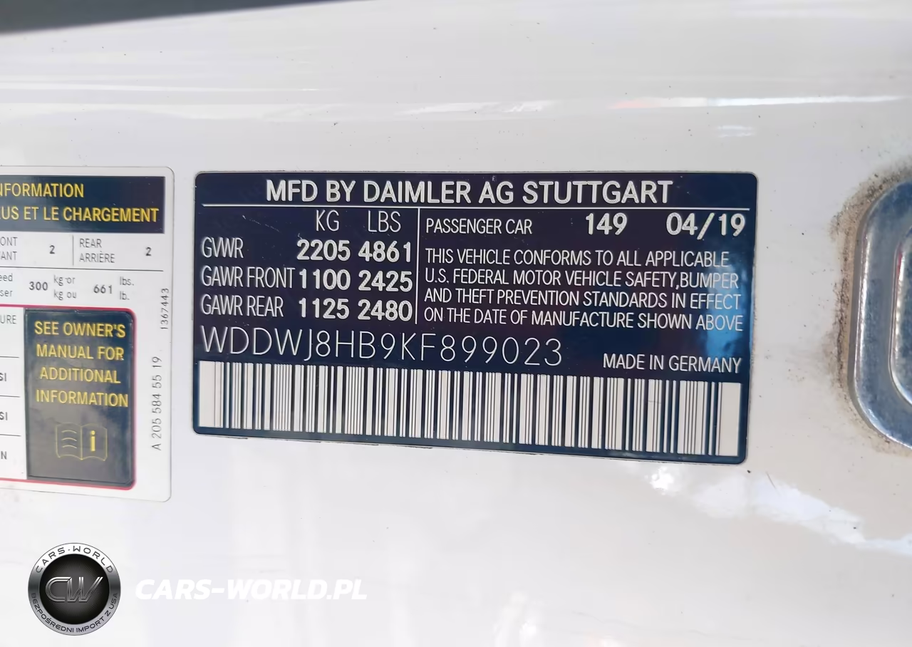 2019 Mercedes-Benz Amg C 63 S VIN:WDDWJ8HB9KF899023 - 9