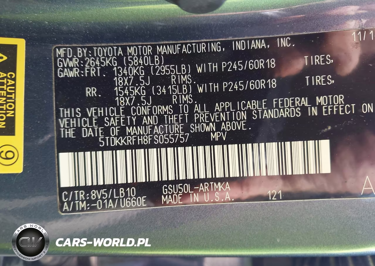 2015 Toyota Highlander Xle V6 VIN:5TDKKRFH8FS055757 - 9