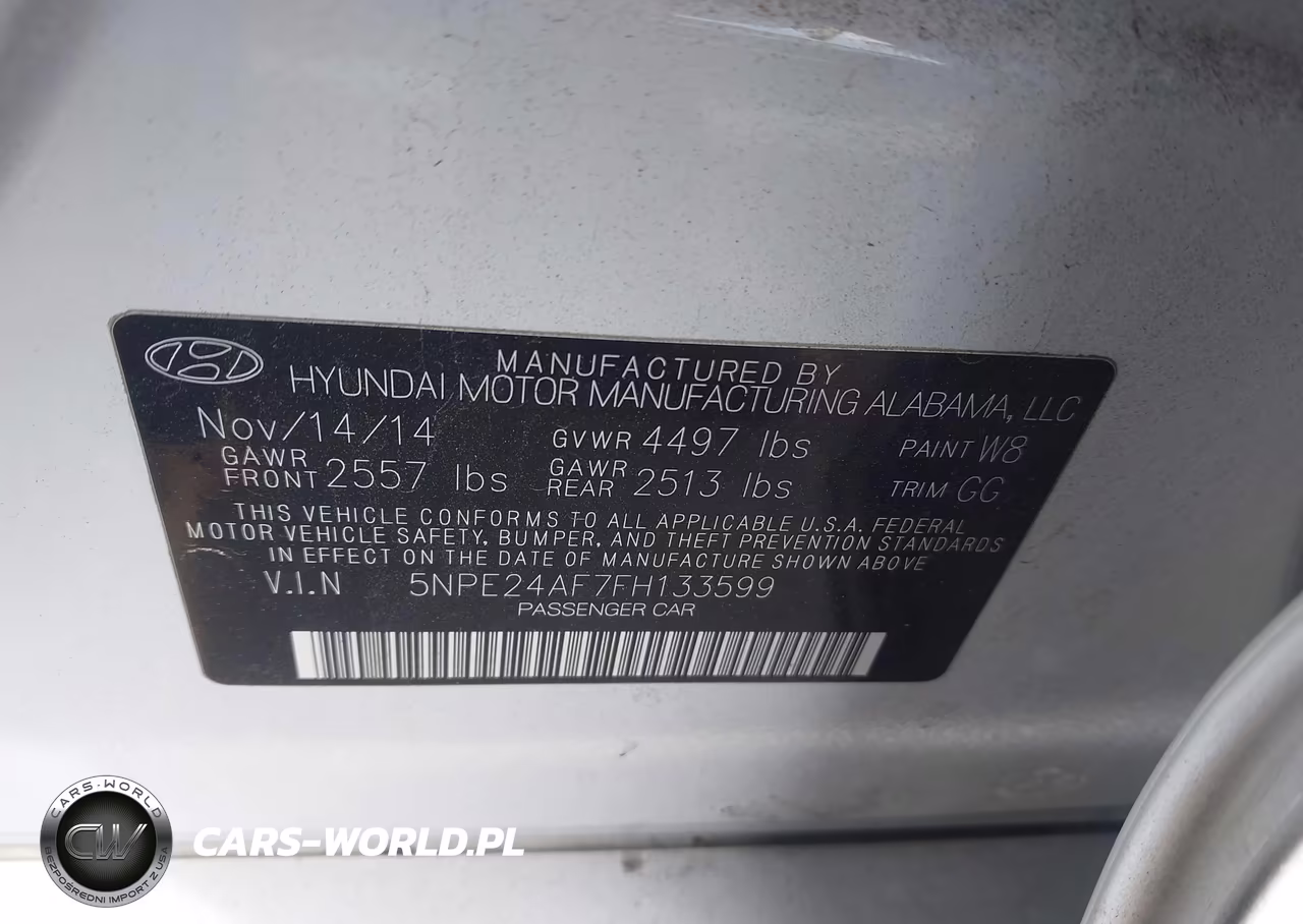 2015 Hyundai Sonata Se VIN:5NPE24AF7FH133599 - 9