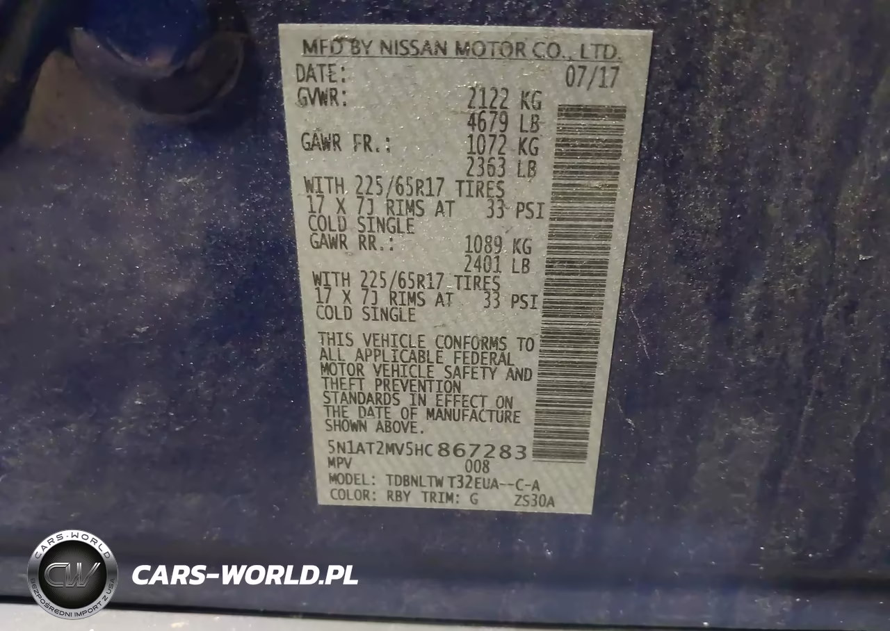2017 Nissan Rogue Sv VIN:5N1AT2MV5HC867283 - 9