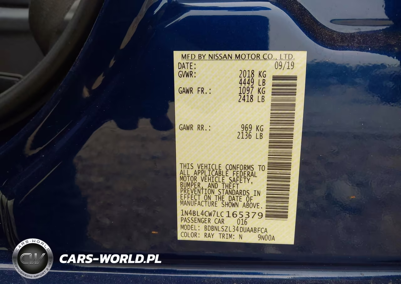 2020 Nissan Altima Sr Intelligent Awd VIN:1N4BL4CW7LC165379 - 9