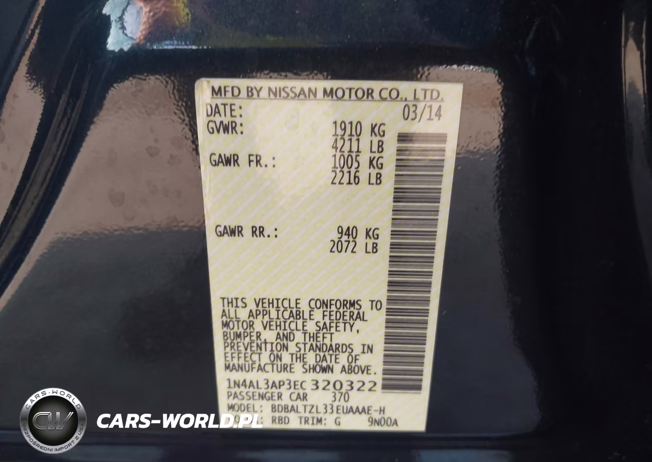 2014 Nissan Altima 2.5 Sv VIN:1N4AL3AP3EC320322 - 9