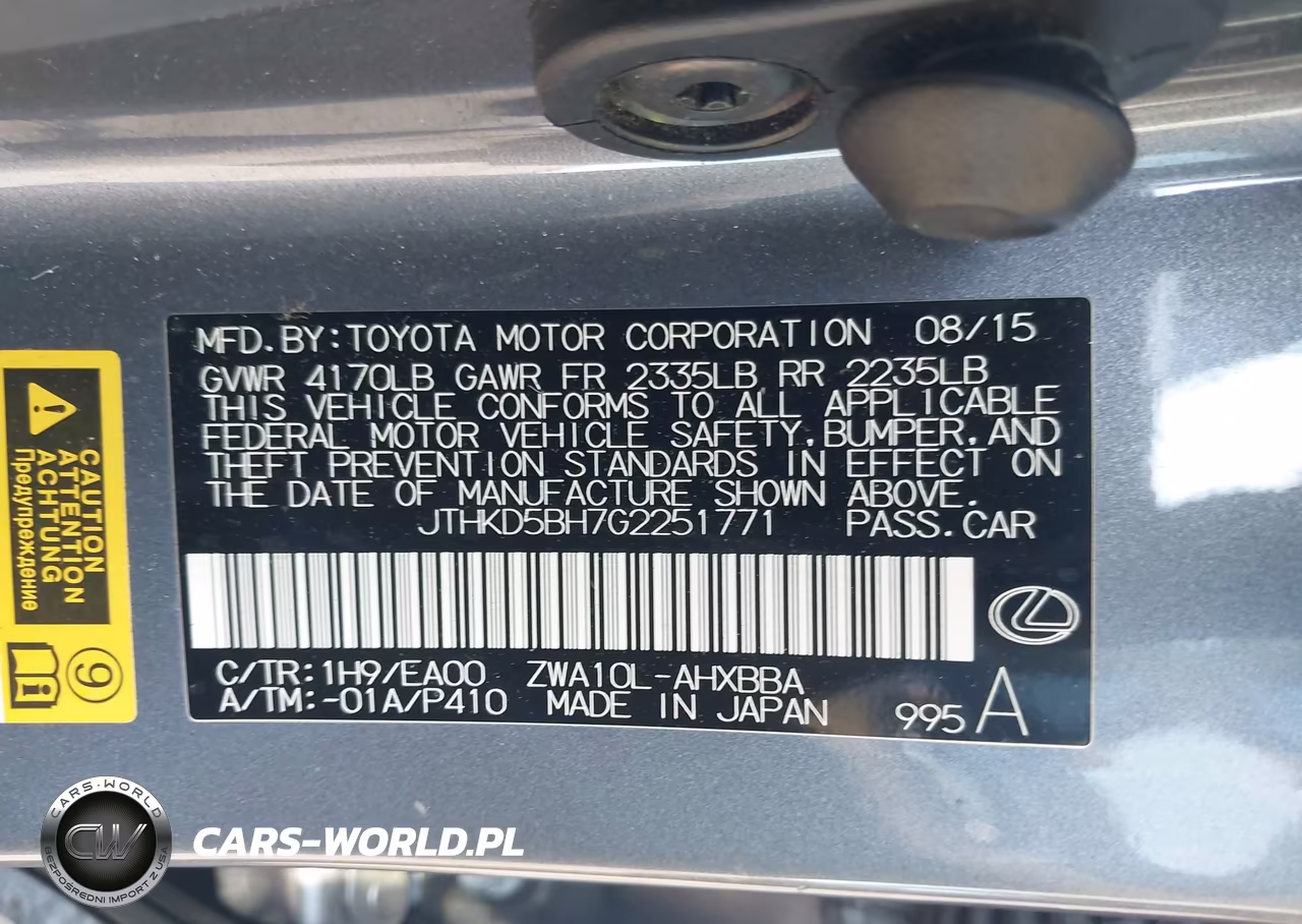 2016 Lexus Ct 200H VIN:JTHKD5BH7G2251771 - 9