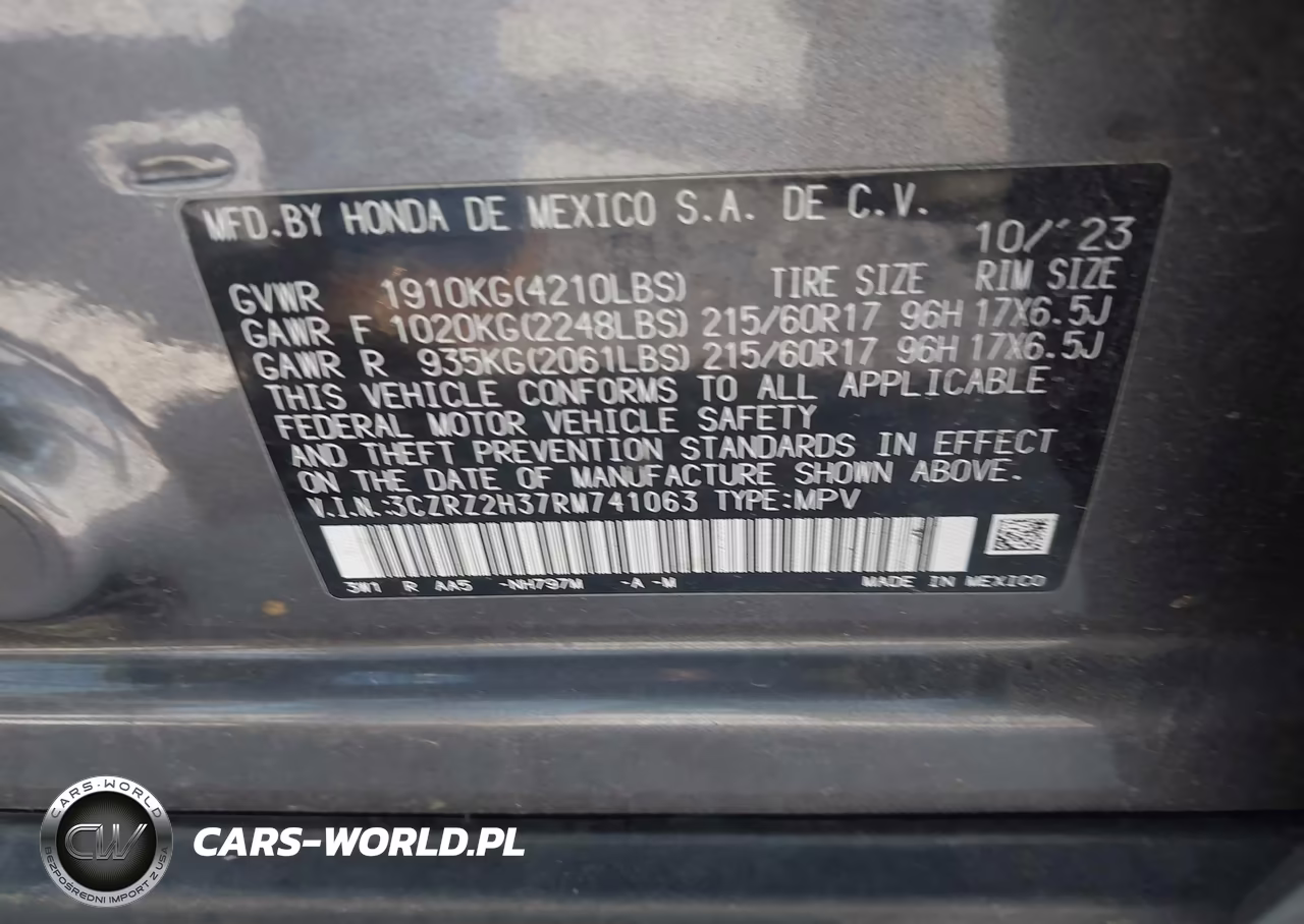 2024 Honda Hr-V Awd Lx VIN:3CZRZ2H37RM741063 - 9