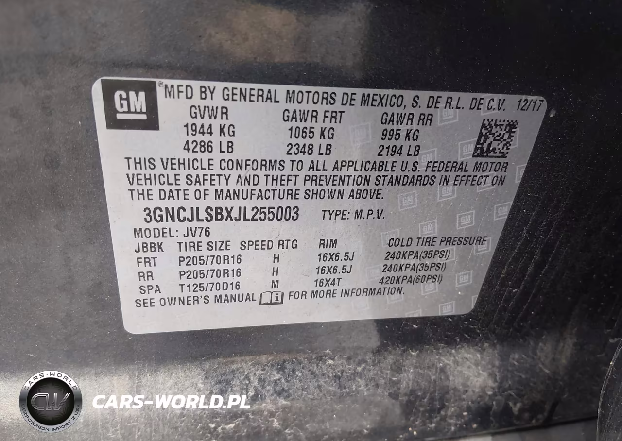 2018 Chevrolet Trax Lt VIN:3GNCJLSBXJL255003 - 9