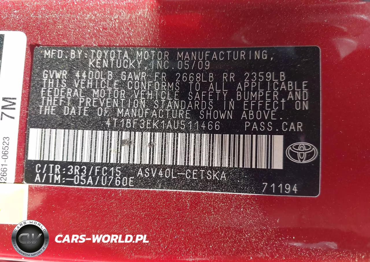 2010 Toyota Camry Se VIN:4T1BF3EK1AU511466 - 9