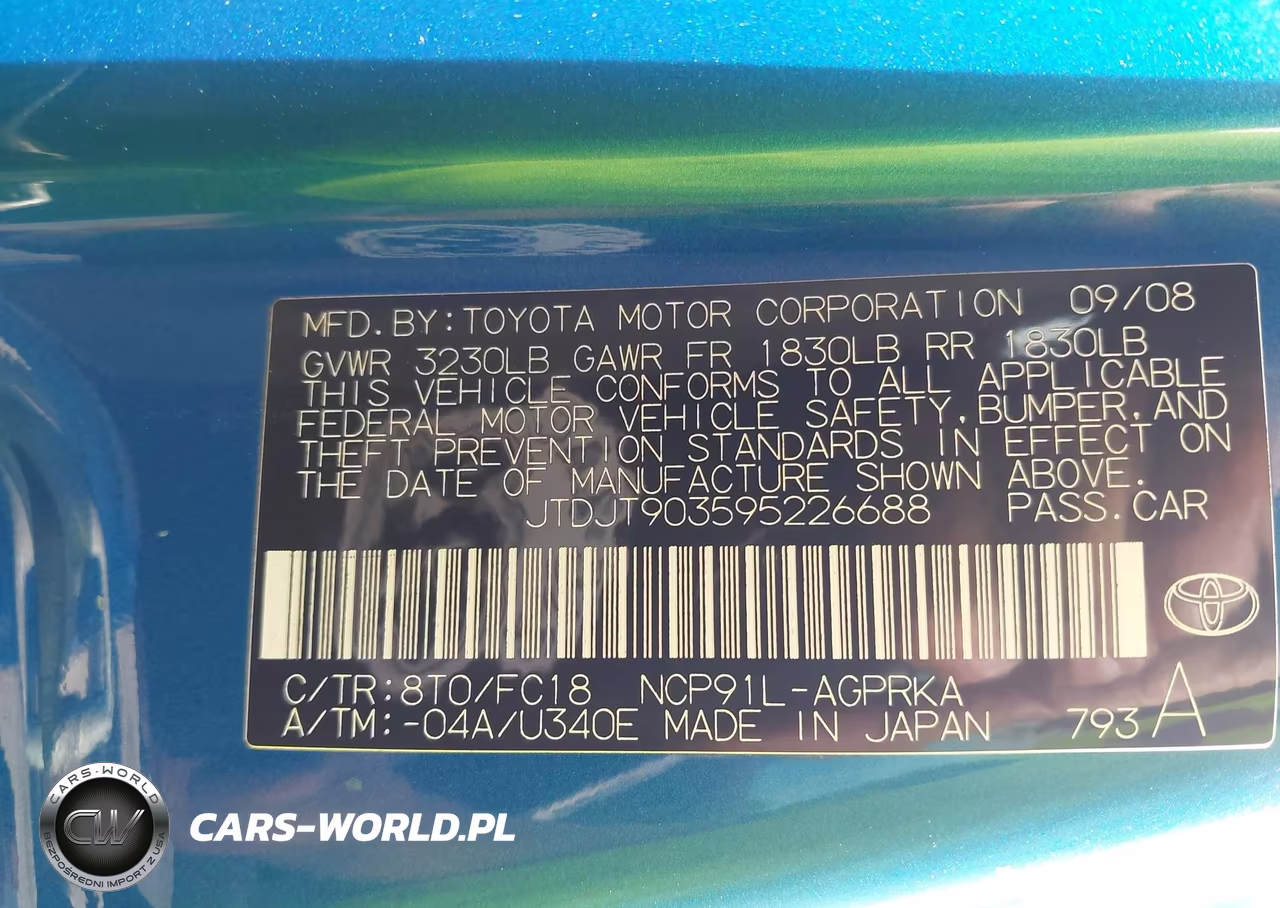 2009 Toyota Yaris VIN:JTDJT903595226688 - 9