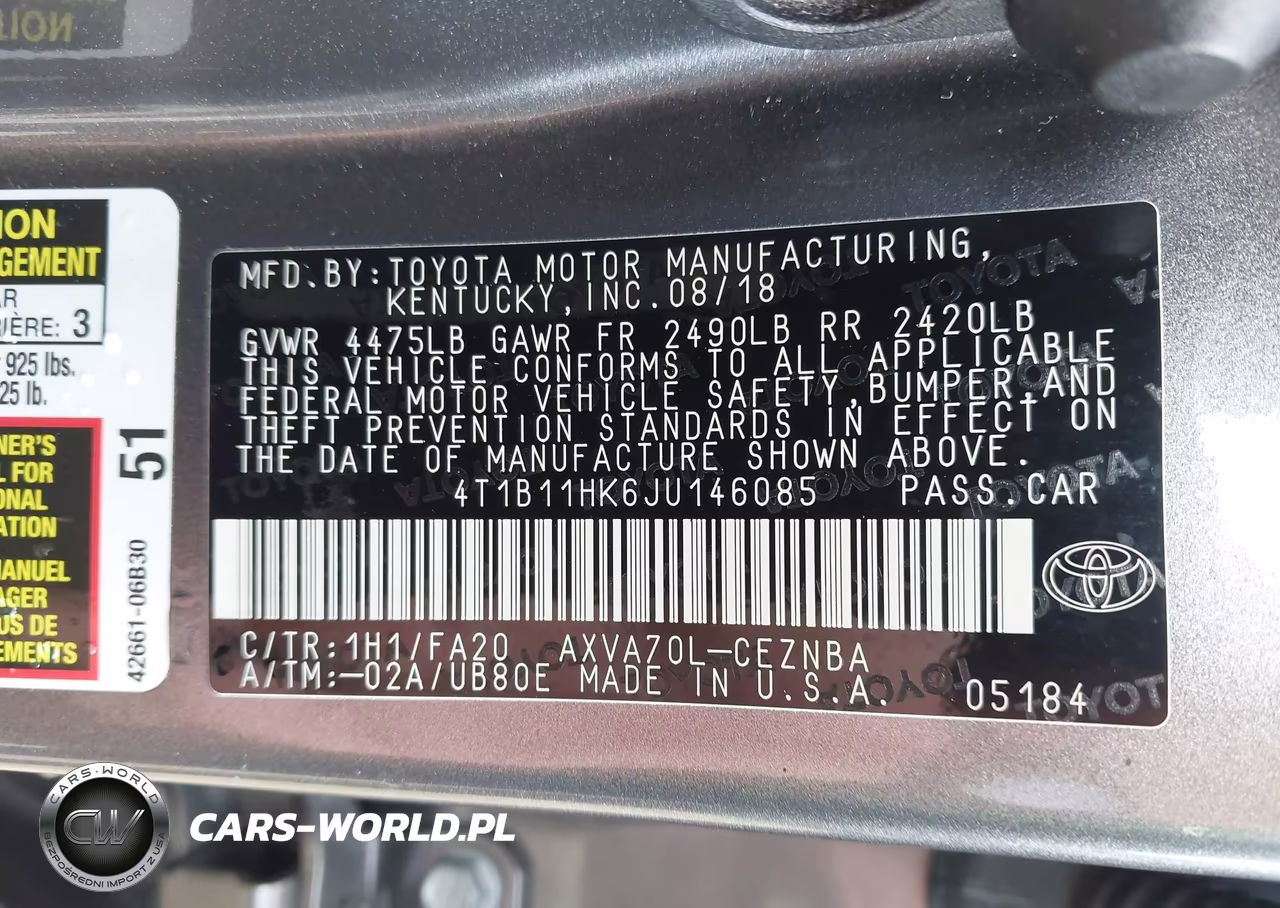 2018 Toyota Camry Le VIN:4T1B11HK6JU146085 - 9