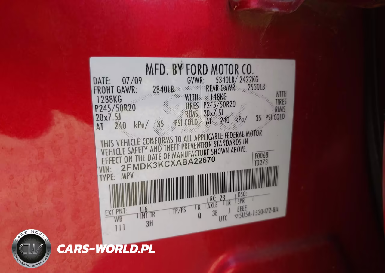 2010 Ford Edge Limited VIN:2FMDK3KCXABA22670 - 9