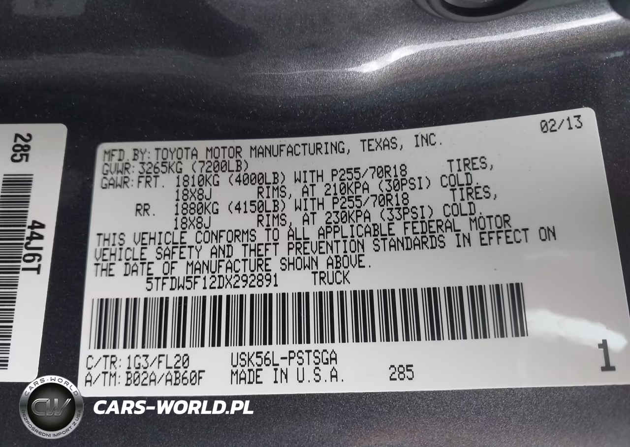 2013 Toyota Tundra Grade 5.7L V8 VIN:5TFDW5F12DX292891 - 9