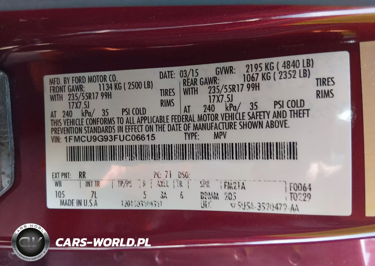 2015 Ford Escape Se VIN:1FMCU9G93FUC06615 - 9