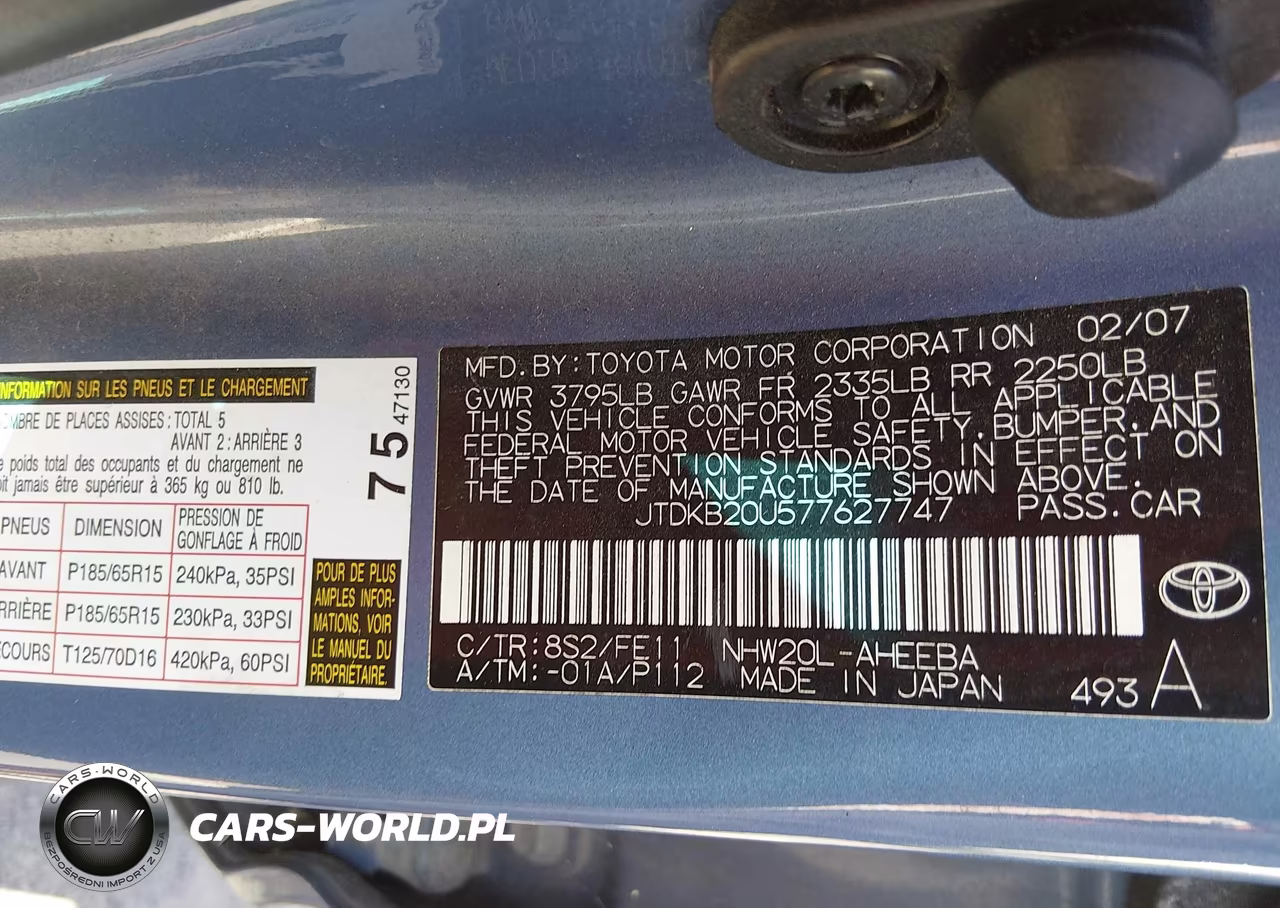 2007 Toyota Prius VIN:JTDKB20U577627747 - 9