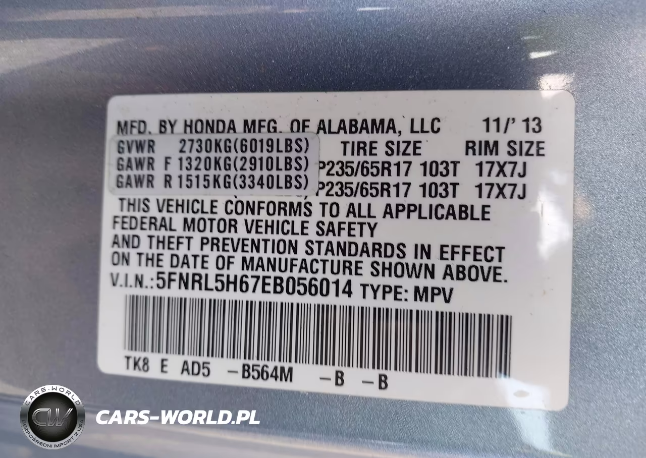 2014 Honda Odyssey Ex-L VIN:5FNRL5H67EB056014 - 9