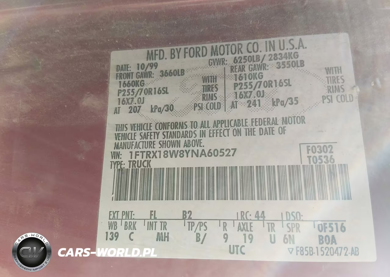 2000 Ford F-150 Lariat-Work Series-Xl-Xlt VIN:1FTRX18W8YNA60527 - 9