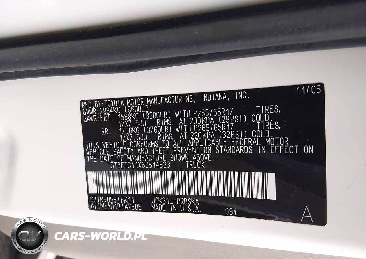 2006 Toyota Tundra Sr5 V8 VIN:5TBET341X6S514633 - 9